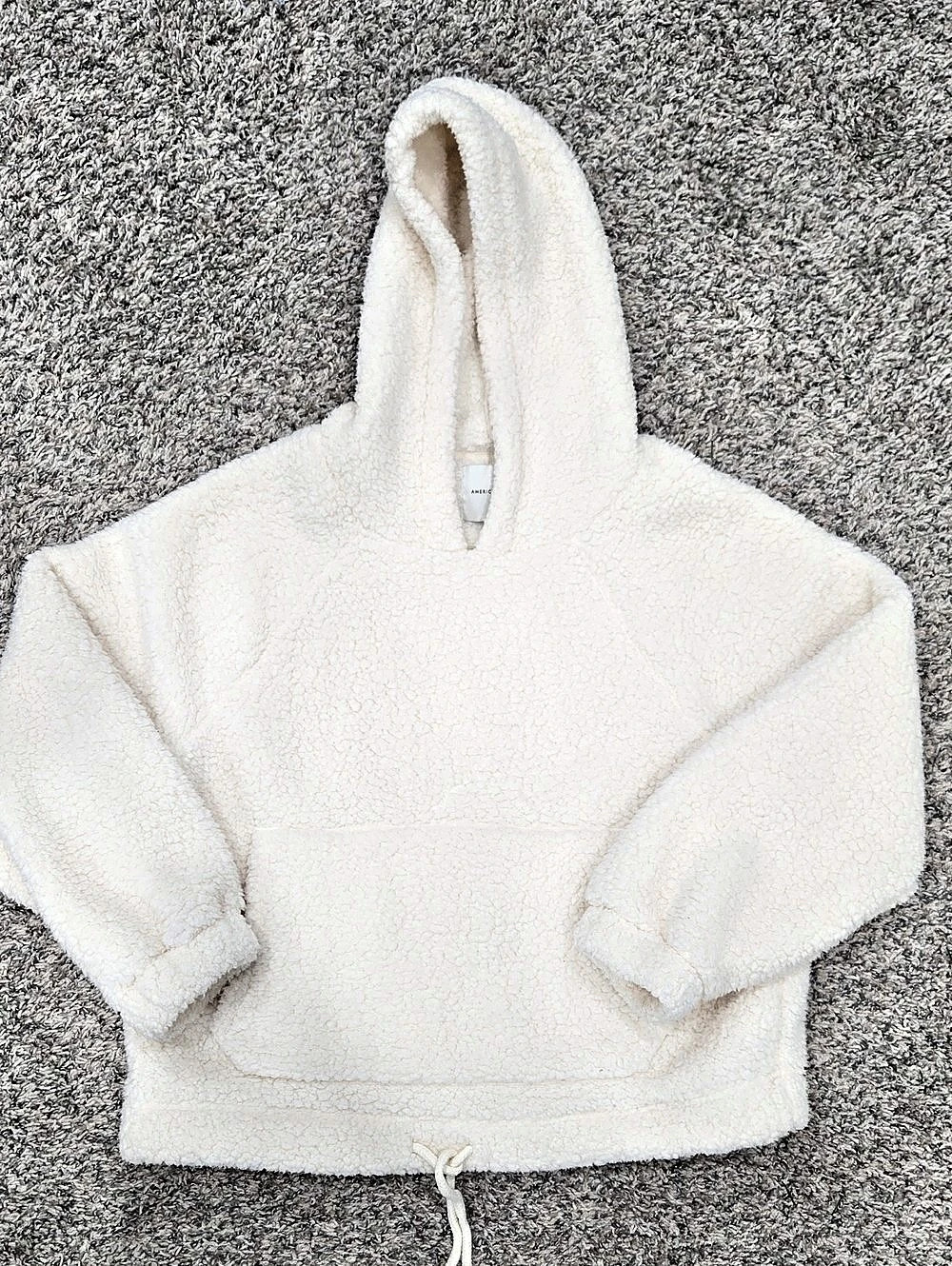 American Eagle Sherpa Hoodie in Cream Size Medium Like New